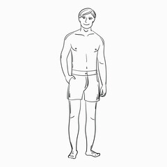 Obraz premium Guy in swimming trunks bw