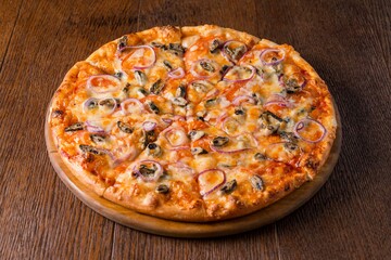 pizza with salami and cheese