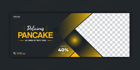 Pancakes Food Restaurant Social Media Instagram Post Facebook Cover Page Timeline Web Banner Template Design 