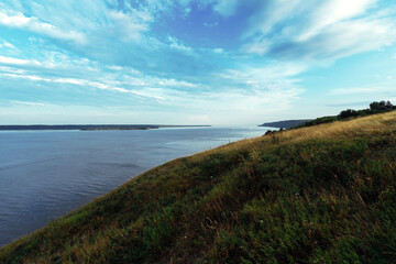 View of the river and green hills