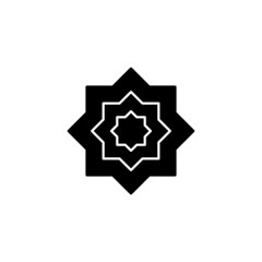 Islam ornament icon in solid black flat shape glyph icon, isolated on white background 