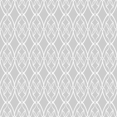 Linear background pattern with simple geometric ornament on light gray background, wallpaper. Seamless pattern, texture. Vector image