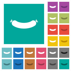 Sausage square flat multi colored icons