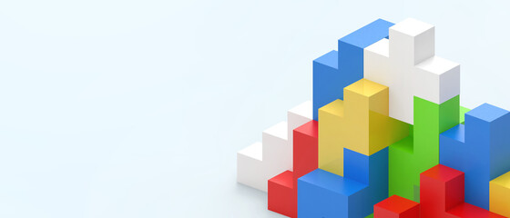 Obraz premium Creative idea logical thinking Concept and Puzzle game with Geometric shapes on blue .website background, banner, poster-3d Rendering