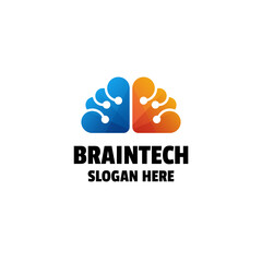 Brain Technology Gradient Colorful Logo Design