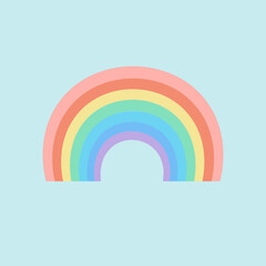 Pastel rainbow on an isolated blue background. Vector illustration for fabrics, textures, wallpapers, posters, stickers, postcards.Childish fun print.