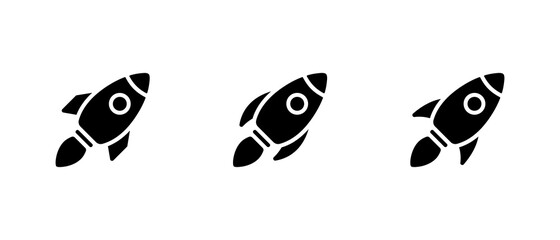 rocket line icon set, rocket symbol vector for web