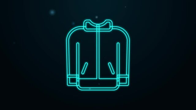 Glowing neon line Baseball t-shirt icon isolated on black background. Baseball jersey, sport uniform, raglan t-shirt sport. 4K Video motion graphic animation
