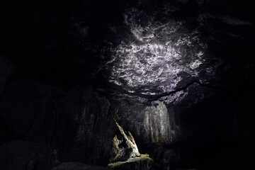 Salt deposits in the cave