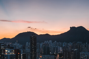 View twilight lion rock kowloon hong kong