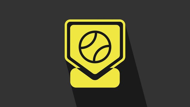 Yellow Baseball base icon isolated on grey background. 4K Video motion graphic animation