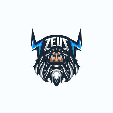 Zeus esport gaming mascot logo template for streamer team. esport logo design with modern illustration concept style for badge, emblem and tshirt printing