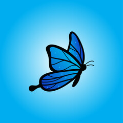 blue butterfly isolated on blue background