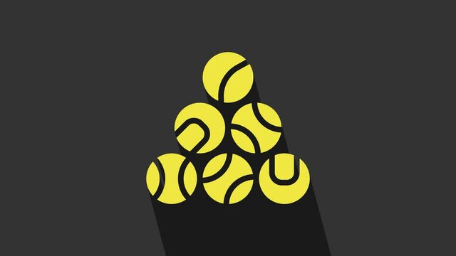 Yellow Baseball ball icon isolated on grey background. 4K Video motion graphic animation