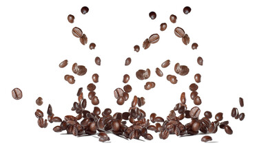 Roasted coffee beans on a separate colored background on the cutting path included. isolated...