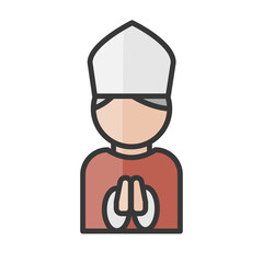 Bishop avatar. Religionist people. Catholic church icon. Profile user, person. Isolated vector illustration