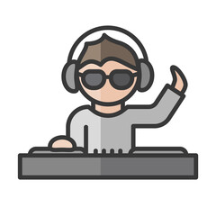 Dj avatar. Male musician character. Mixing and music. Profile user, person. People icon. Vector illustration