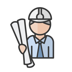Male architect avatar. Design and planning services character. Profile user, person, man. People icon. Vector illustration