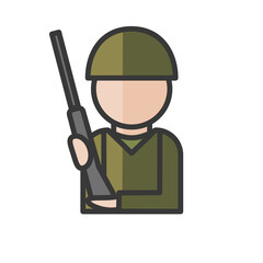 Male soldier avatar. Army, military character. Profile user, person. People icon. Vector illustration