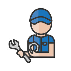 Mechanic avatar. Car services character. Profile user, person. Man icon. Vector illustration