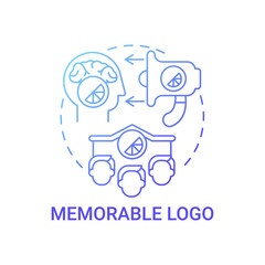 Memorable logo concept icon. Logotype design principle abstract idea thin line illustration. Attracting clients attention. Promoting business image and message. Vector isolated outline color drawing