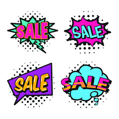 Pop art sales stickers or label set