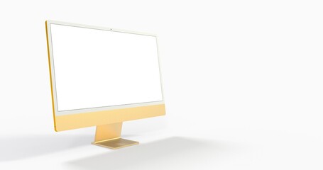 Realistic flat screen computer monitor 3de style mockup with blank screen isolated 3d