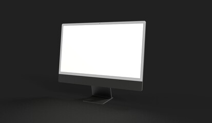 Realistic flat screen computer monitor 3de style mockup with blank screen isolated 3d