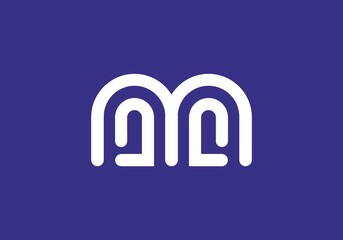 Purple white of rounded M initial letter