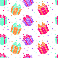 Seamless pattern of gift boxes