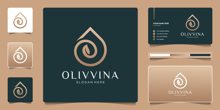 Beauty olive oil or droplets logo design. Luxury elegant logo for modern branding.