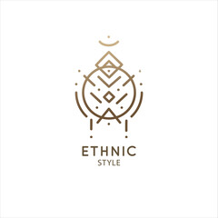 Vector logo of geometric elements template. Squire sacred symbol. Outline icon of abstract shapes