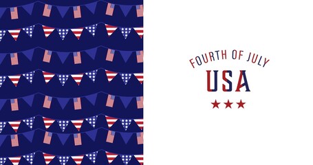 Composition of independence day text with american flags