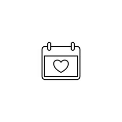 Calendar with heart icon. Vector illustration for graphic design, Web, UI, app.