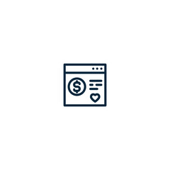 Online donation form icon- outline