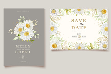 Watercolor Chrysanthemum Wedding Card