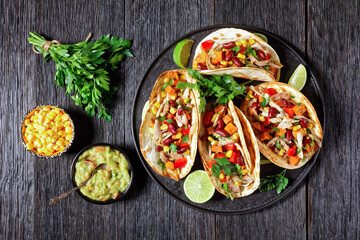 tacos with grilled chicken meat and veggies