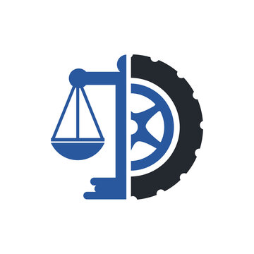 Transport Law Vector Logo Design Template. Tire And Balance Icon Design.