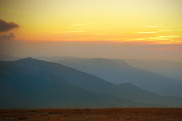 Beautiful sunset landscape in mountains