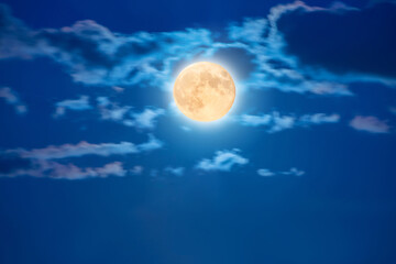 Full moon on night sky