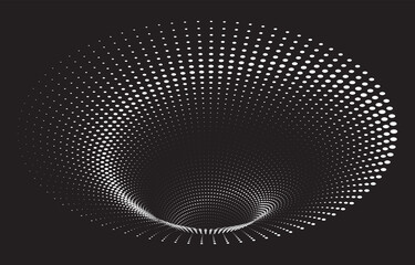 Tunnel or wormhole. Digital wireframe tunnel. 3D tunnel grid. Abstract Background