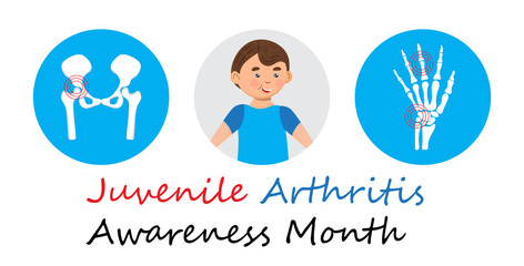 Juvenile arthritis awareness month concept vector. Rheumatoid arthritis of hip - obrazy, fototapety, plakaty