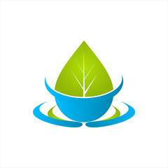 Waterdrop & Leaf Logo Vector