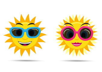 sun boy and girl in sunglasses illustration