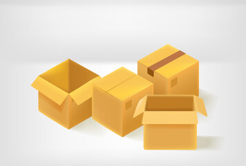 3D style vector boxes in bright room