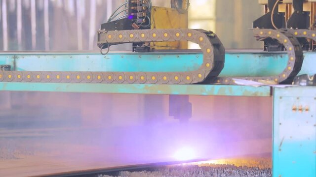 Gas cutting, cnc cutting work. Automatic machine for cutting metal parts