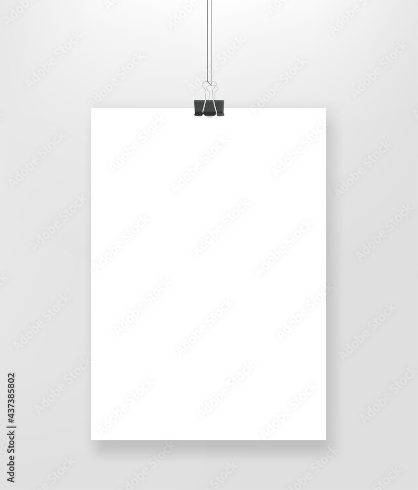 Aufkleber white blank paper list on a wall. template for a text