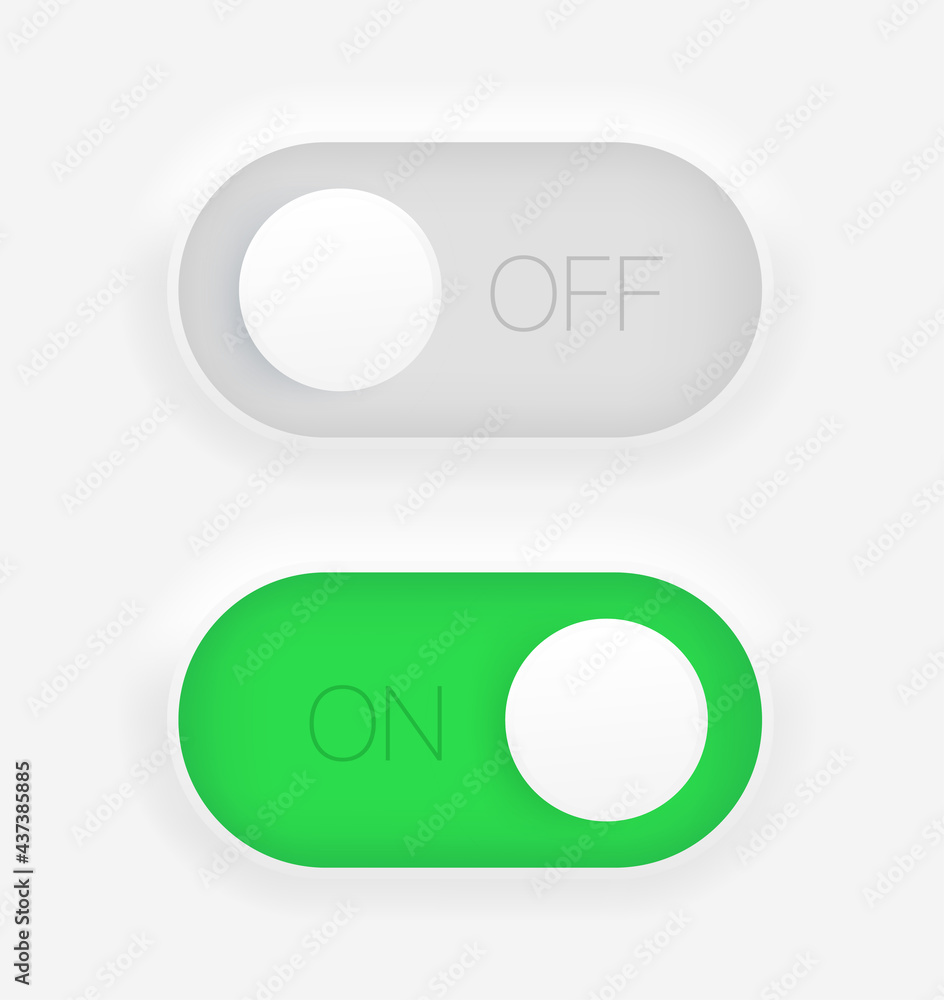 Poster On and Off interface toggle. Web and mobile application interface elements vector clipart