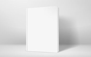 Closed book with hardcover in bright interior vector mockup