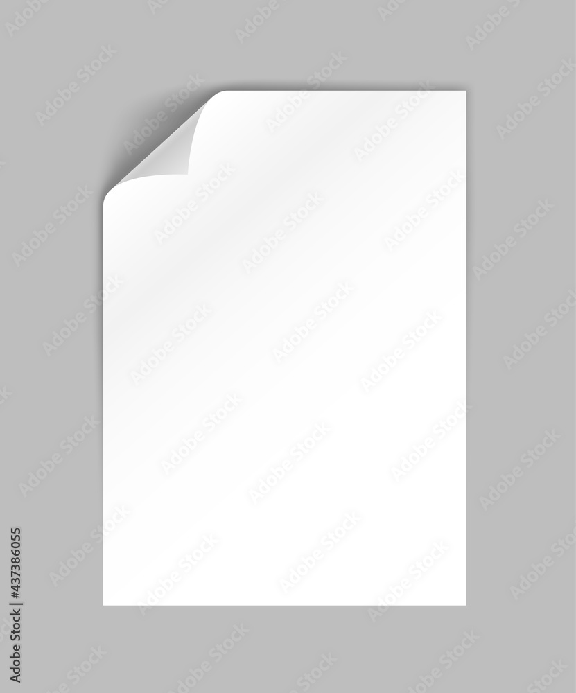 Poster white a4 format paper sheet with left corner bended